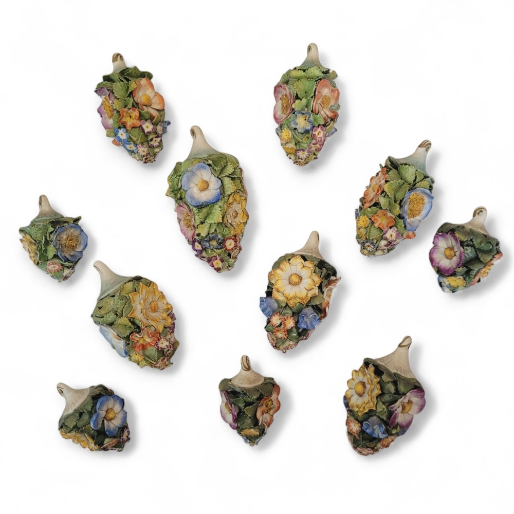 Antique Porcelain Floral Chandelier Ornaments Ceramic Home Accents Set